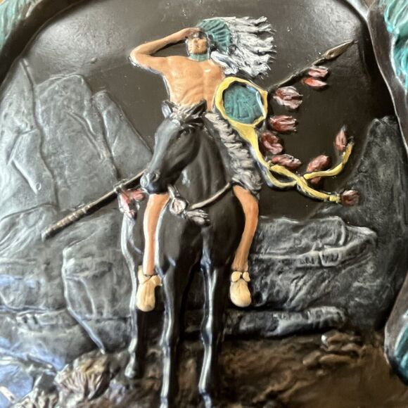 Vintage Native American Folk  Art Hand Painted Provincial Mold Ceramic‎ Decanter - Picture 14 of 14